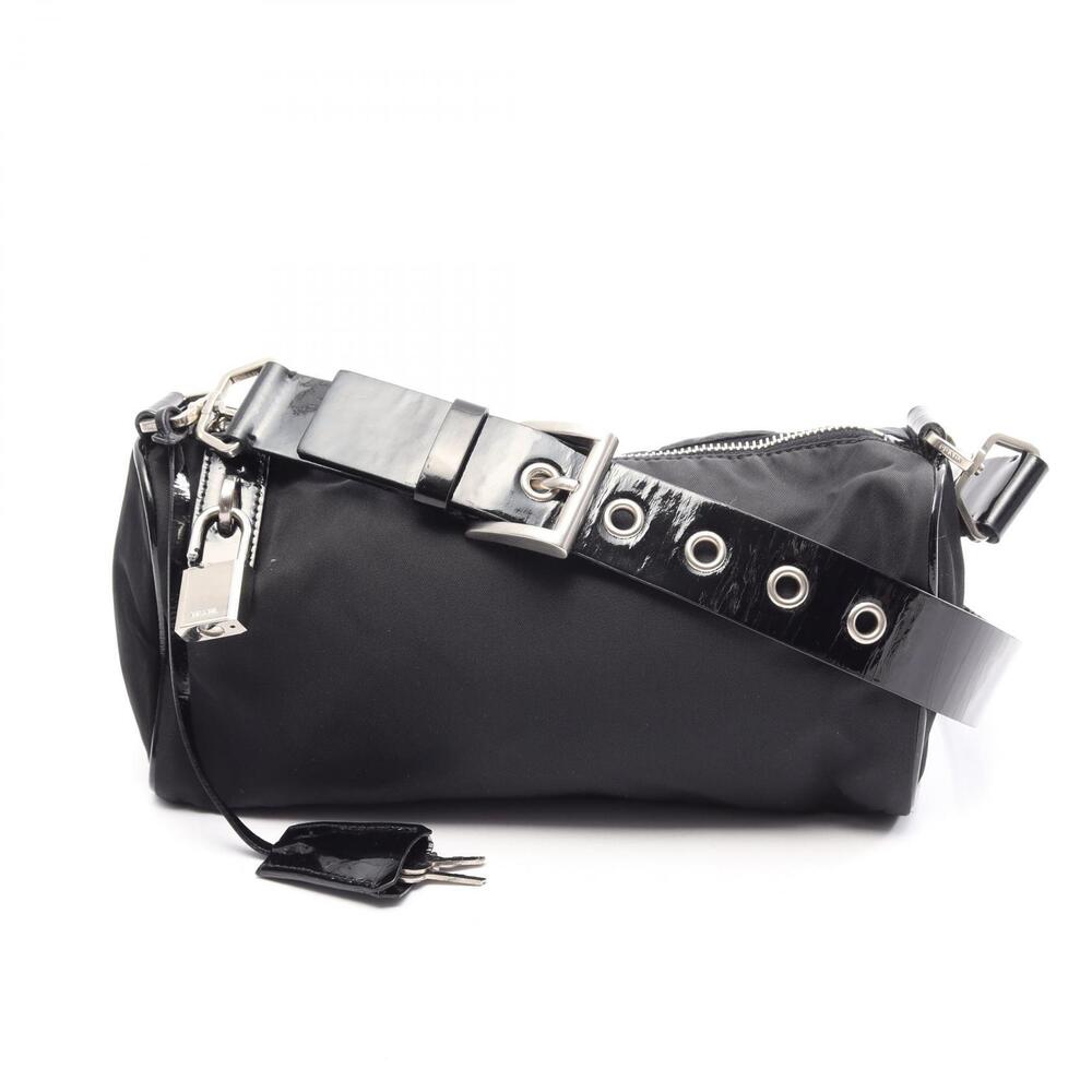 Prada Tessuto Saffiano Leather Shoulder Bag Black